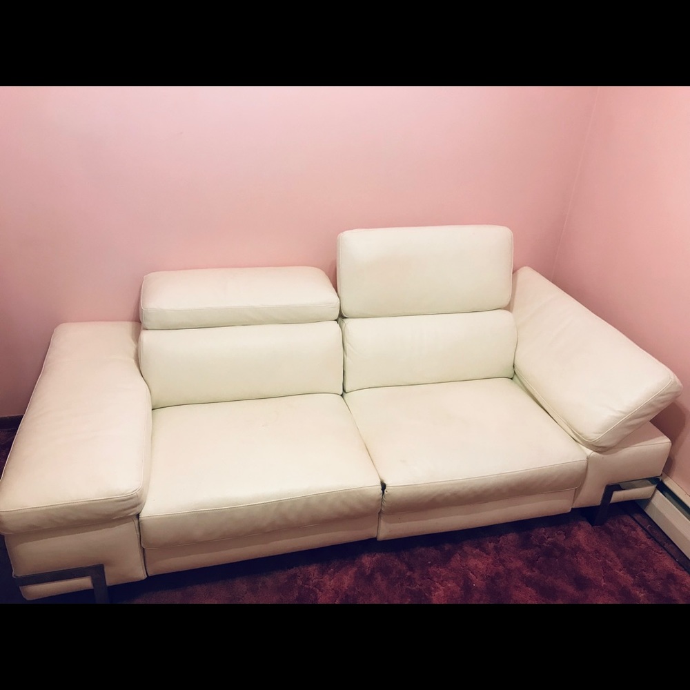 White leather couch imported from Italy